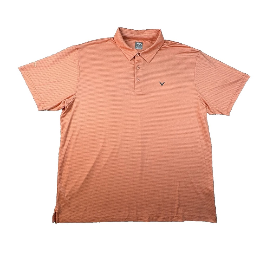 Callaway Men's 2XL Orange/Salmon Performance Golf Polo Shirt Micro Dot Birdseye